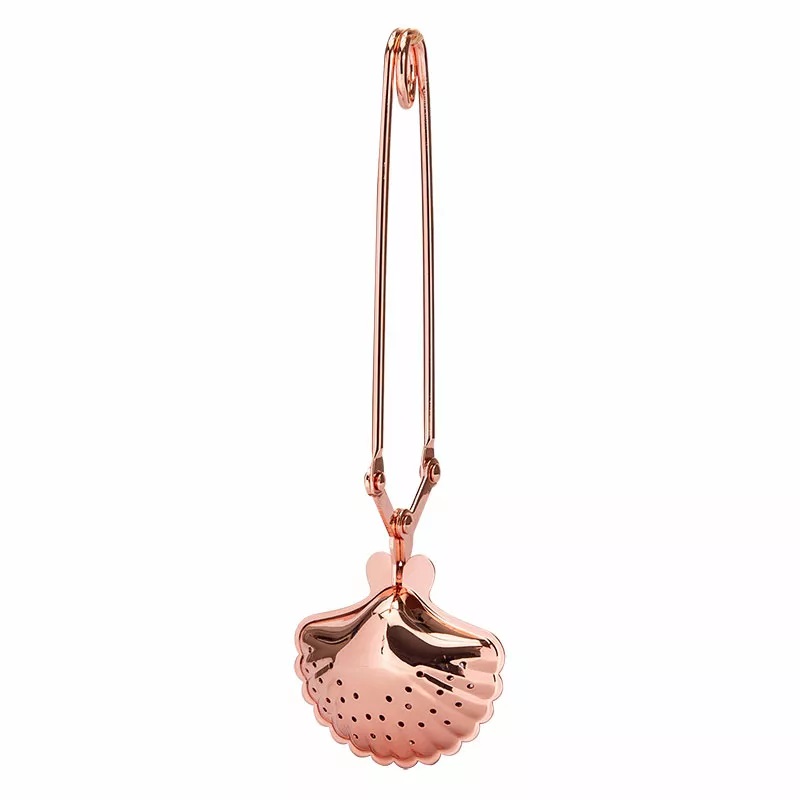 Teezange, Teefilter, Tee-Ei "Muschel" rose gold