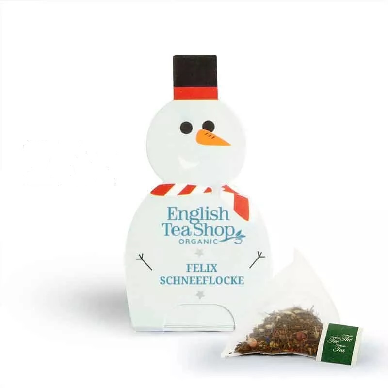English Tea Shop Weihna. Schneemann "Felix Schneeflocke" BIO 1 Pyramidenb. a 2 g