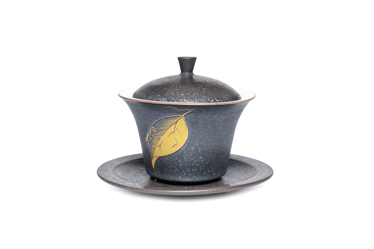 Gaiwan aus Porzellan grau