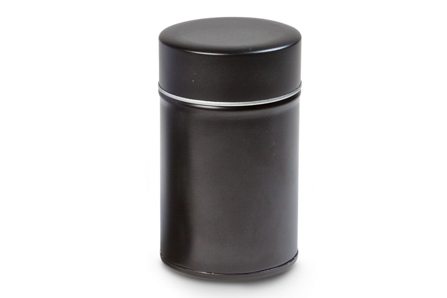 Teedose MATTSCHWARZ (rund mit Stülpdeckel)  für 150g Tee