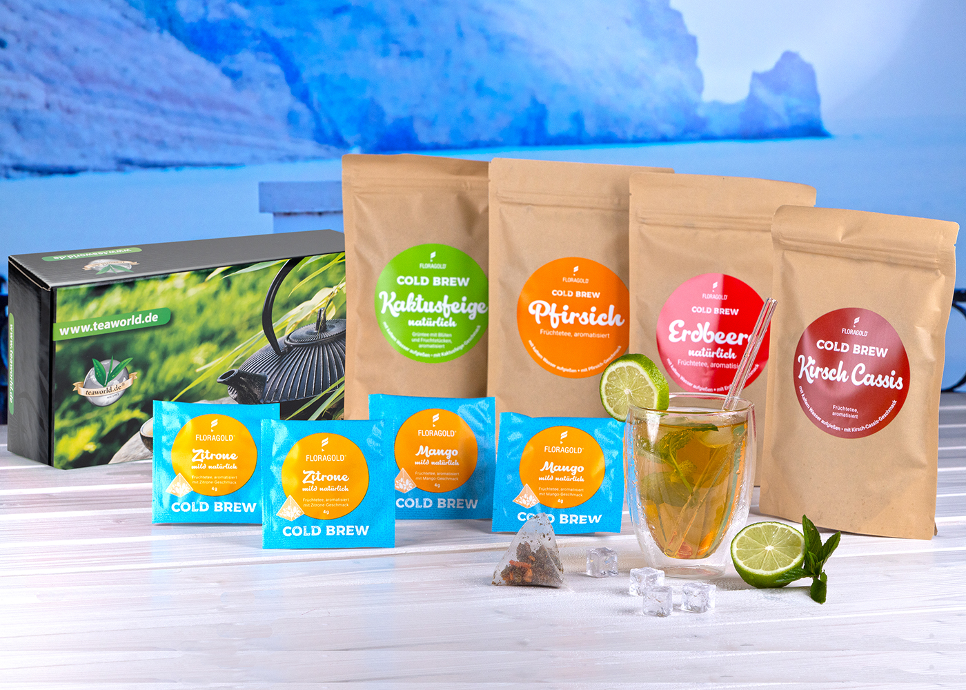 Cold Brew (Eistee) leicht selbst gemacht - 6 Sorten Probierpaket mit Dekobox