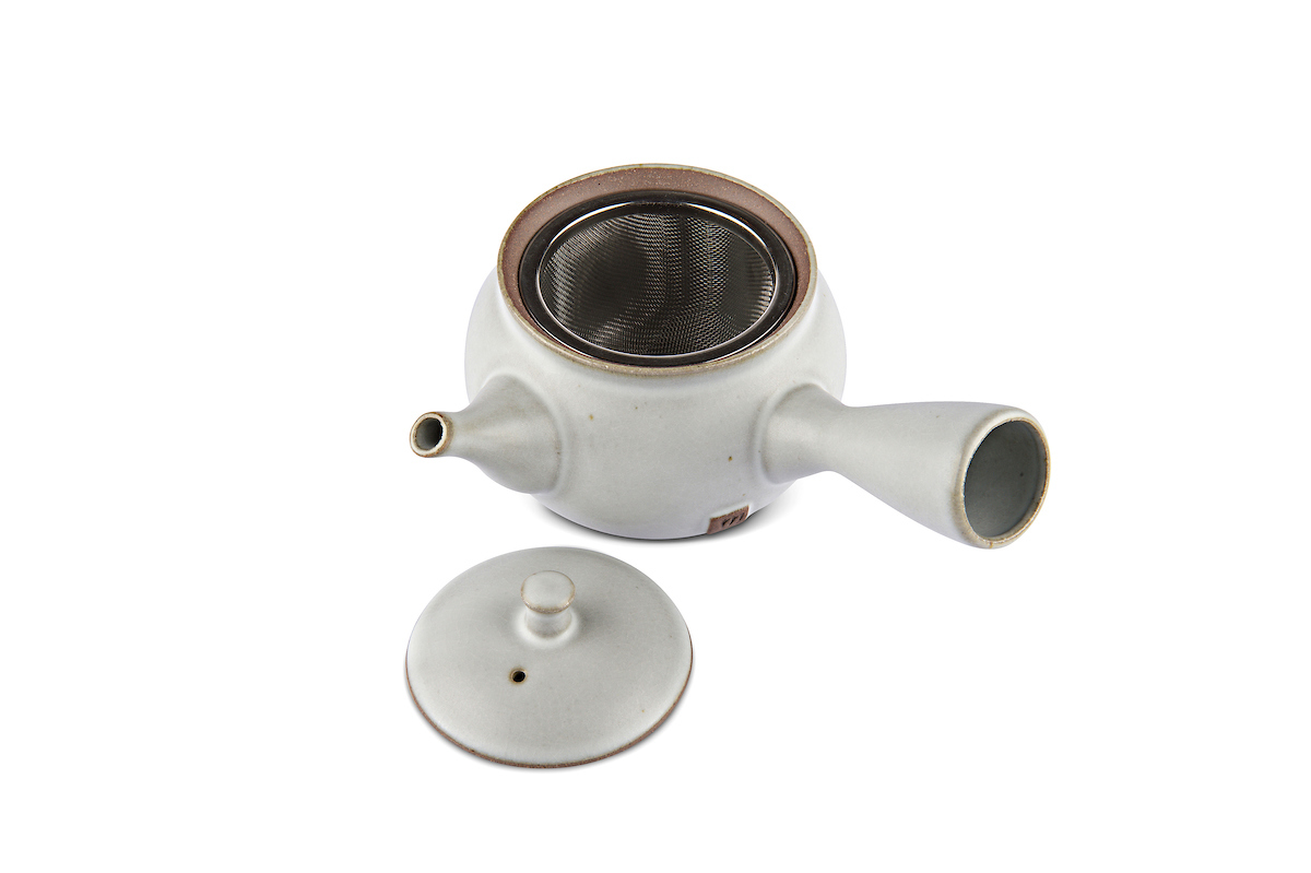 Kyusu Einhandkanne aus Porzellan grau für 250 ml 