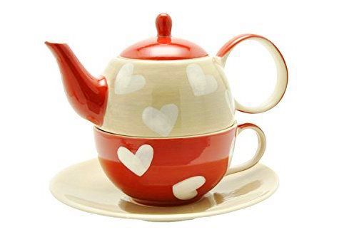 Tea for one Set "Corazon" Keramik, 4 teilig Kanne: 0,4 l, Tasse: 0,2 l