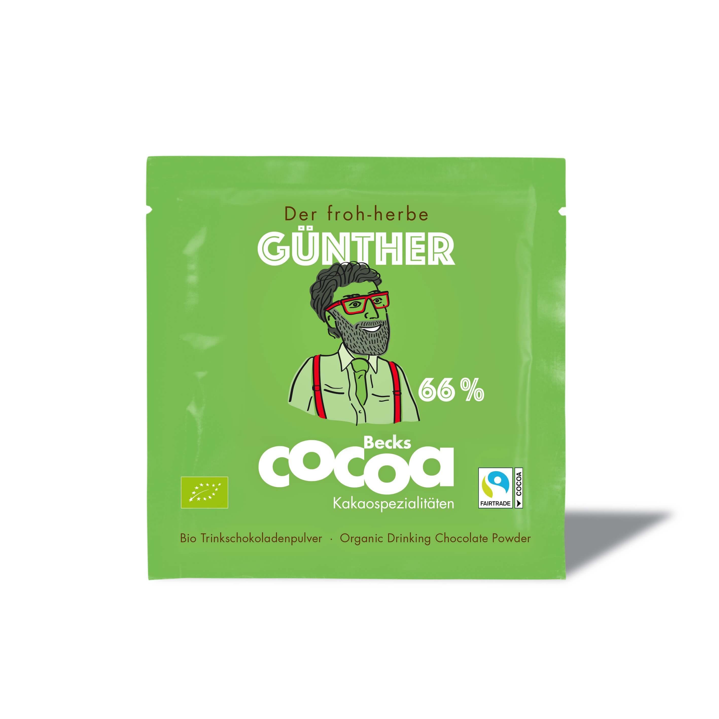 Becks Cocoa Trinkschokolade"Günther" BIO (Kakao 66%) - 25g Portionsbeutel