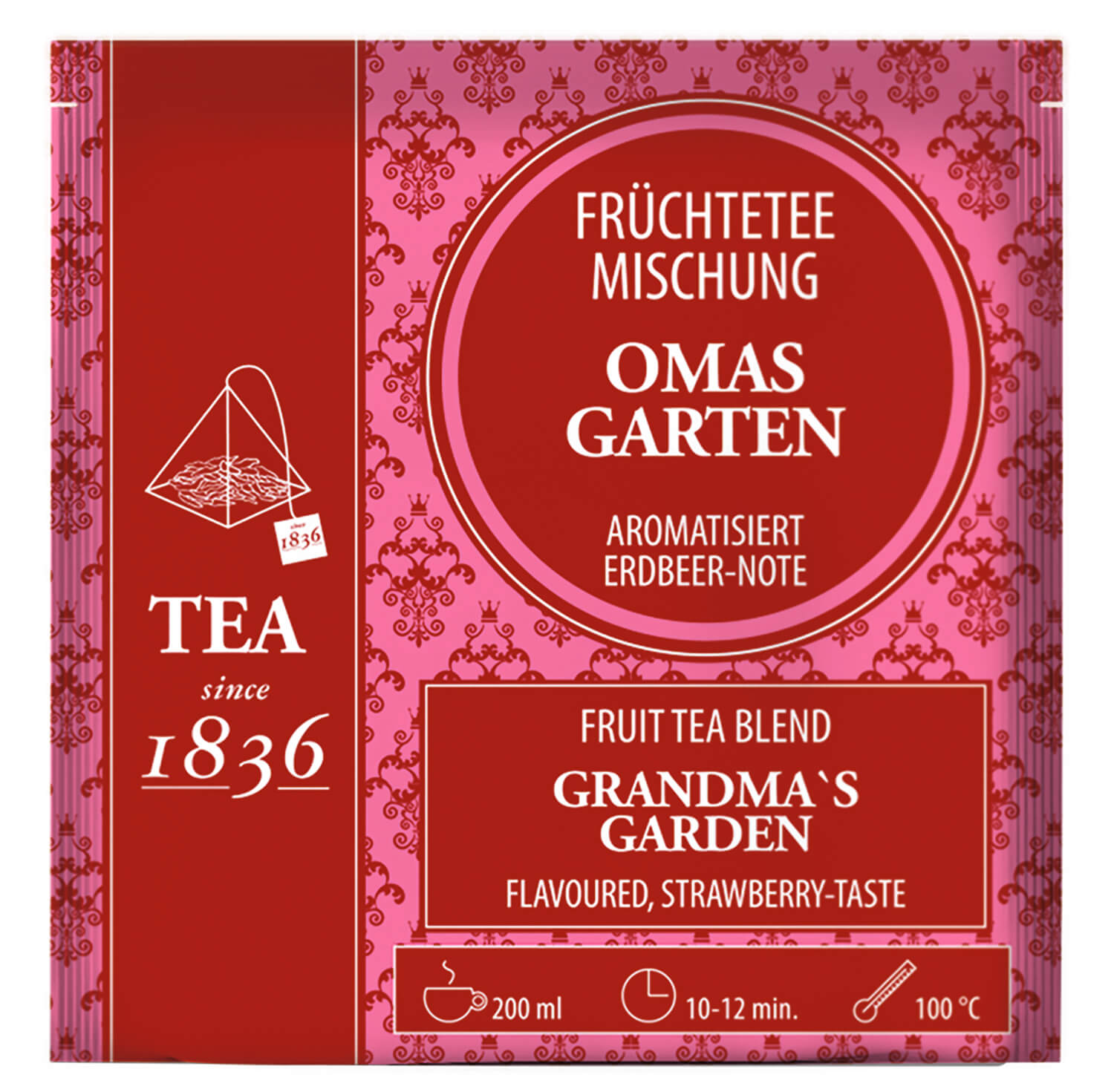 Früchtetee Omas Garten Erdbeer-Note 50 Pyramidenbeutel im Sachet à 4 g