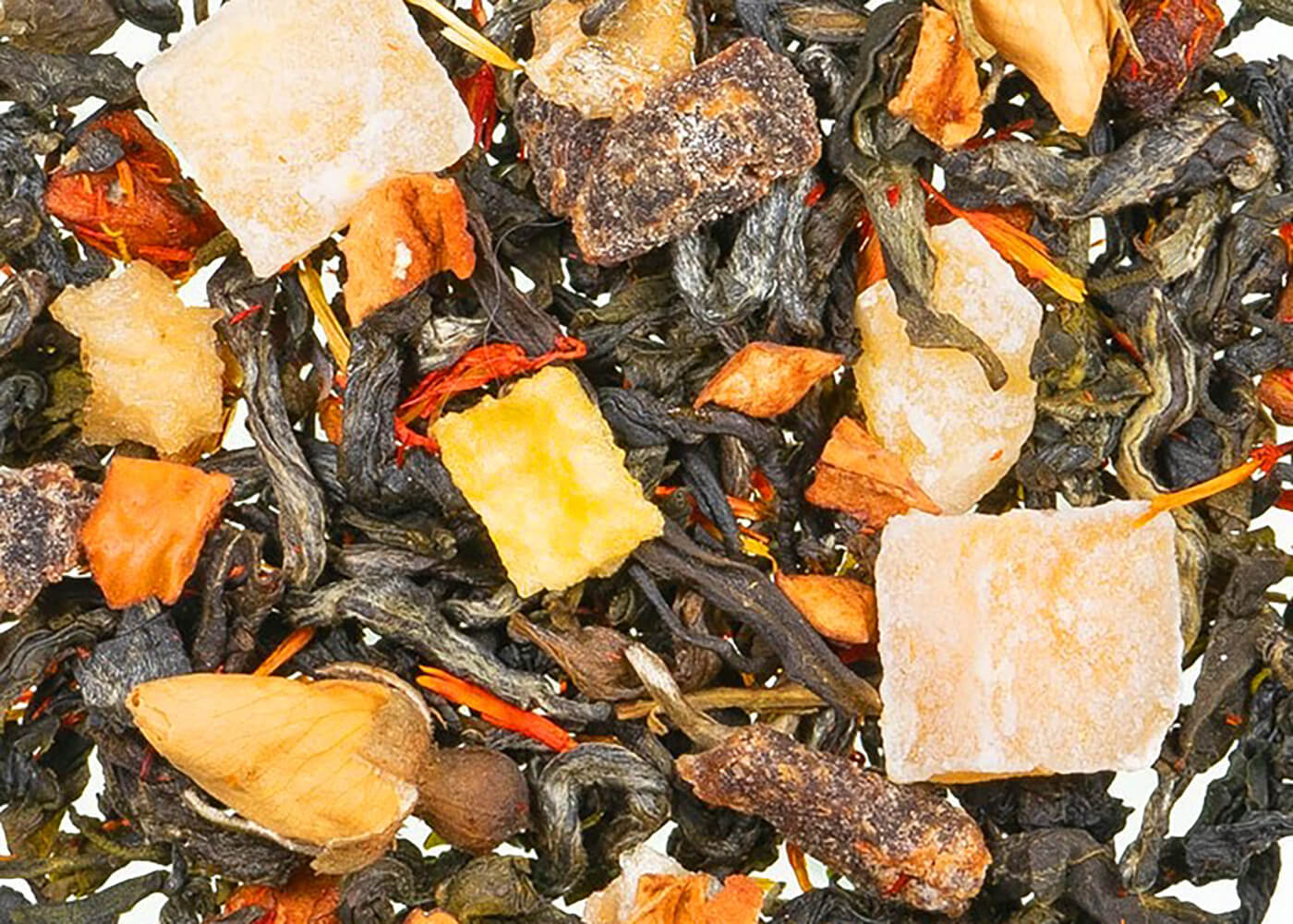 Blüte des Drachenkaisers natürlich - Grüner Tee mit Blüten u. Fruchtstücken