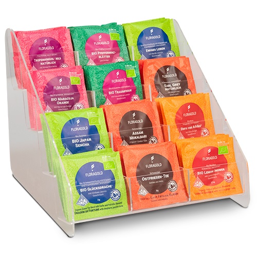FLORAGOLD® Acryl Display für 12 Sorten Pyramidenbeutel