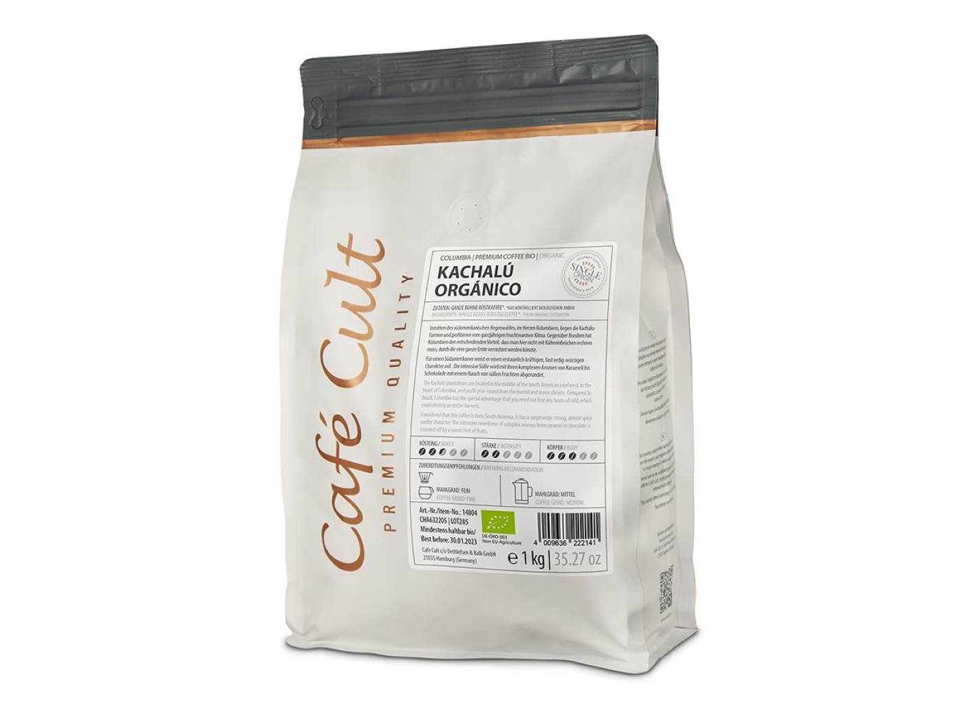 Bio Colombia Kachalu Kaffee 1000g in Bohnen