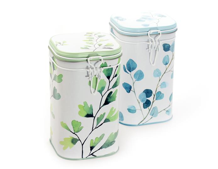 2 Dosen "Trees" eckig mit Aroma-Bügelverschluss für je 250g Tee