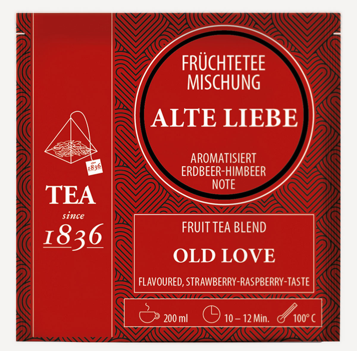 Alte Liebe Erdbeer-Himbeer-Note Früchtetee - 50 Pyramidenbeutel