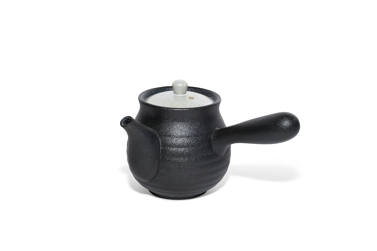 Kyusu Einhandkanne aus Porzellan schwarz-weiss für 250 ml 