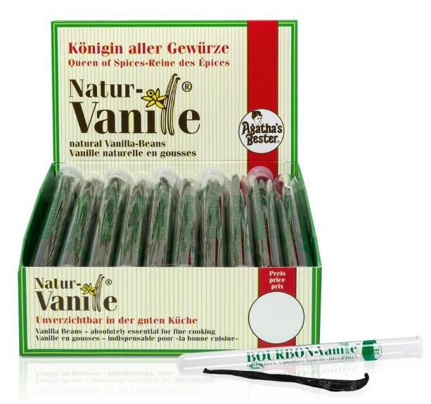 1 Stück Gourmet-Bourbon Vanilleschote im Glasröhrchen, 100 % natürlich