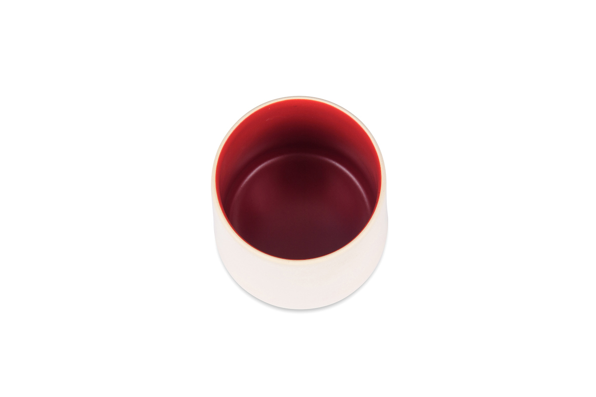 Teebecher aus Porzellan creme-rot