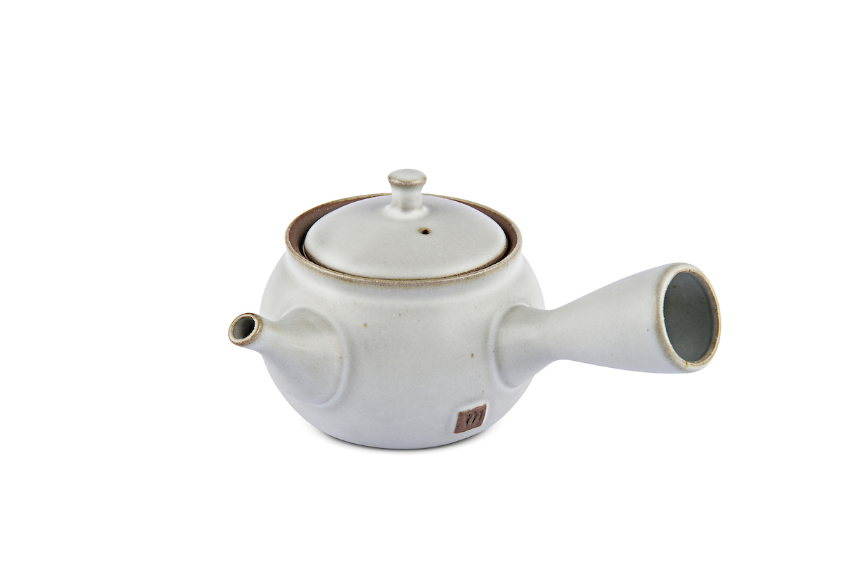 Kyusu Einhandkanne aus Porzellan grau für 250 ml 