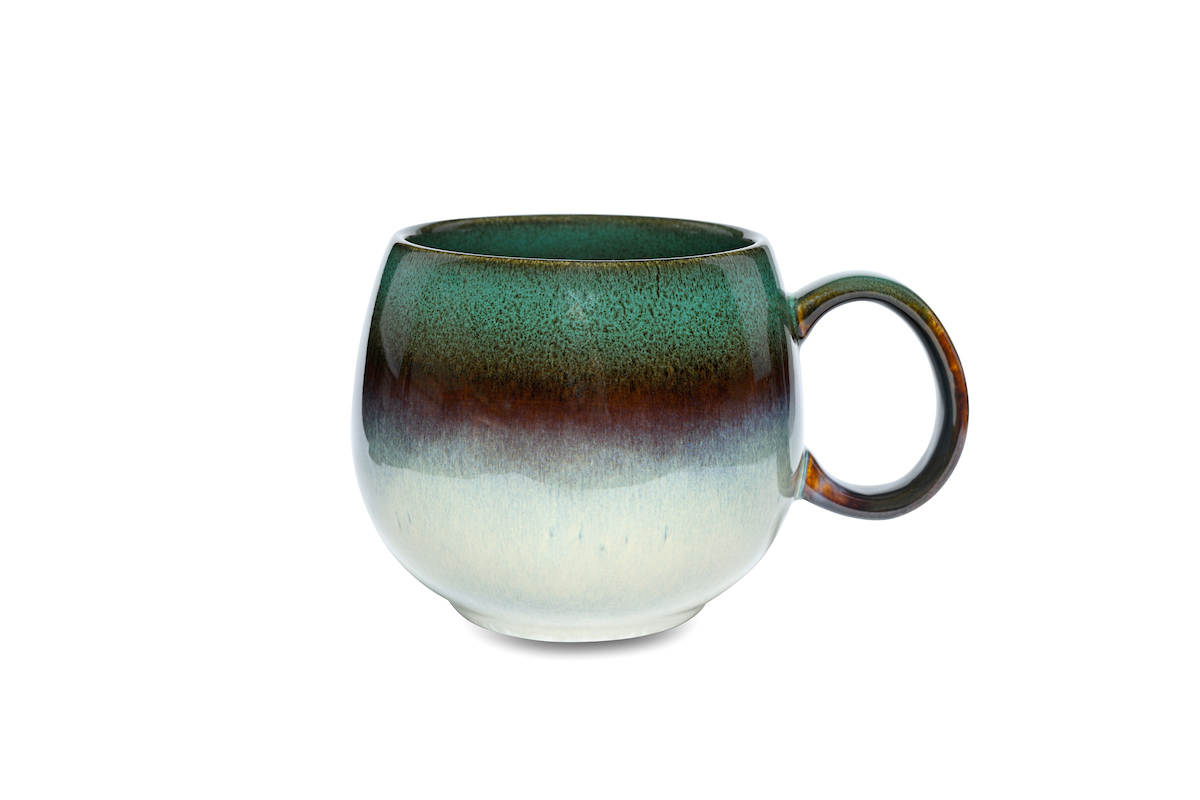 Teetasse aus Porzellan grün-weiss
