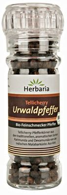 Bio Tellicherry Urwaldpfeffer in einer Glasmühle
