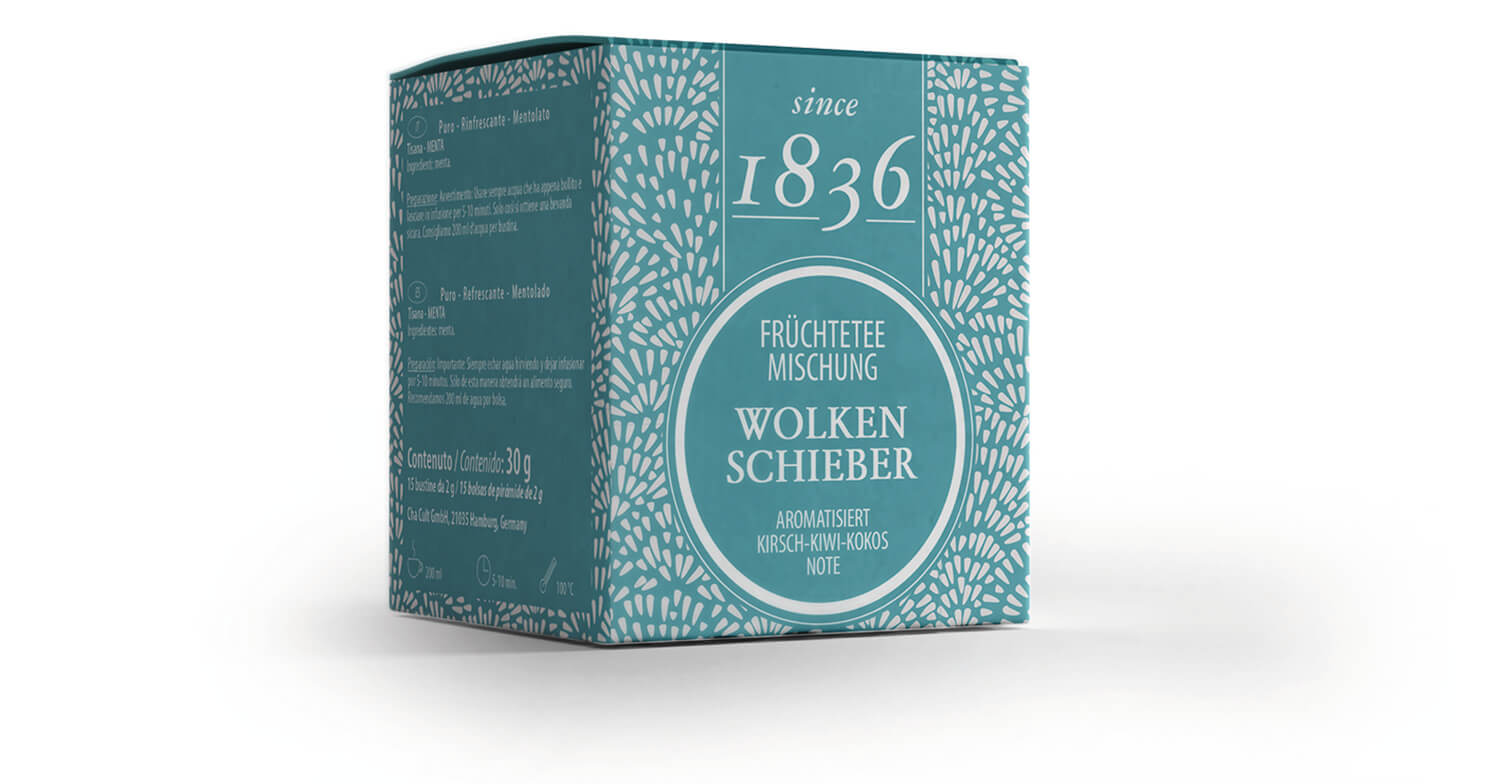 Früchtetee Wolkenschieber (Kirsch-Kiwi-Kokos-Note) 15 Pyramidenbeutel à 4,5 g