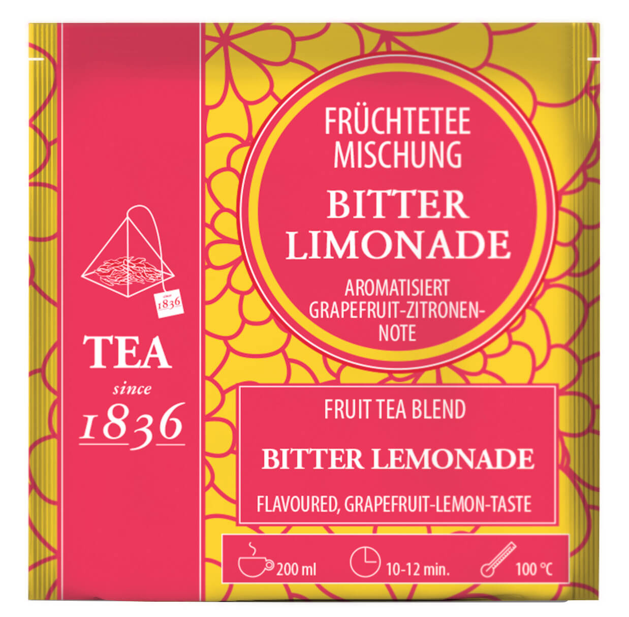 Bitterlimonade Früchteteemischung 50 Pyramidenbeutel im Sachet à 4 g