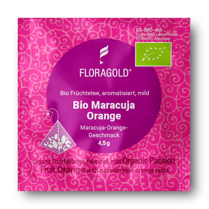 Bio Maracuja-Orange Früchtetee 100 Pyramiden Teebeutel