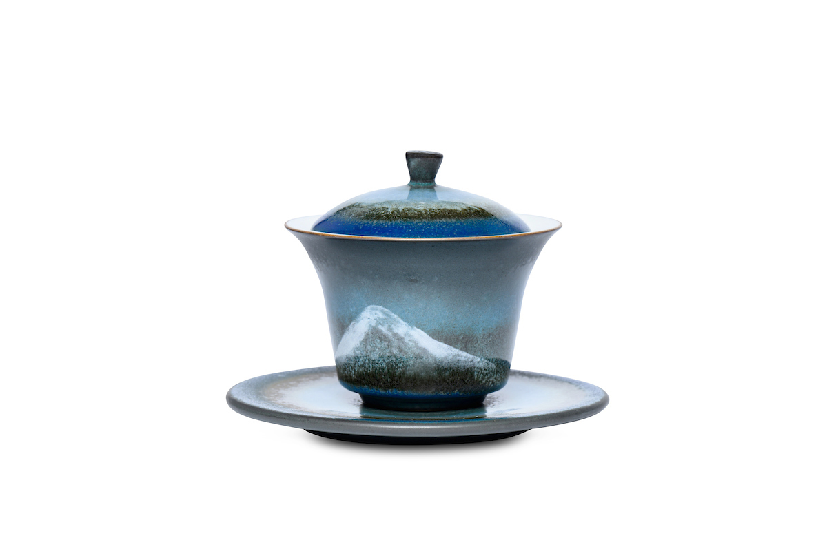 Gaiwan aus Porzellan blau
