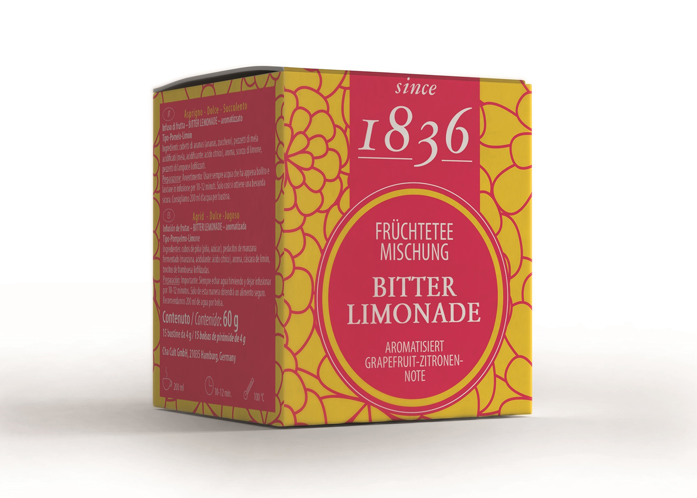 Bitterlimonade Früchteteemischung 15 Pyramidenbeutel im Sachet à 4 g