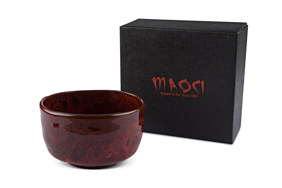 Matcha-Schale 400ml dunkelrot Geschenkbox