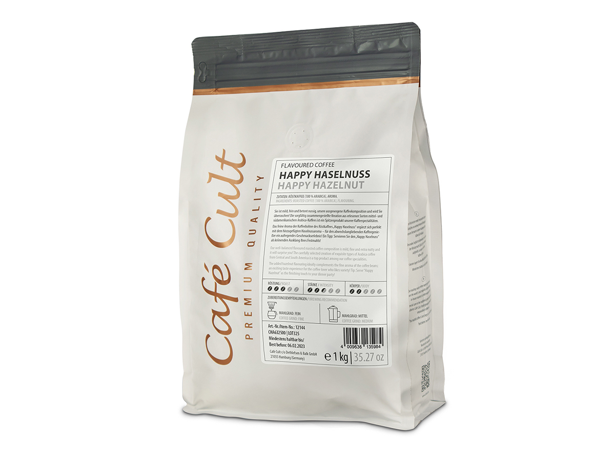 Happy Haselnuss 1000g gemahlen - aromatisierter Kaffee