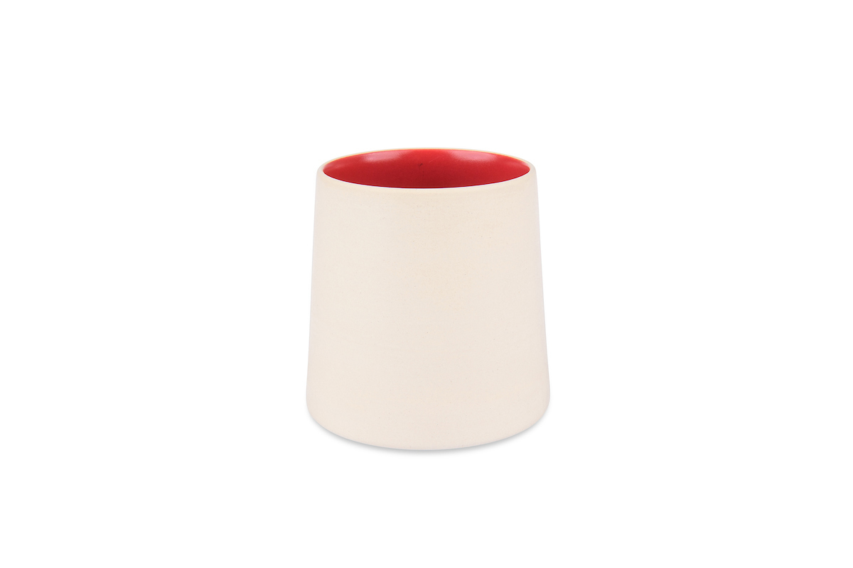 Teebecher aus Porzellan creme-rot