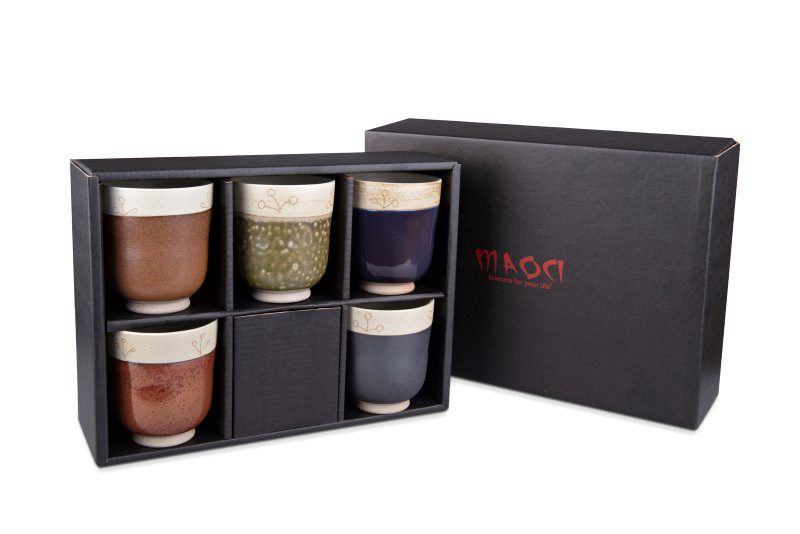 Japanisches Teebecher Geschenkset mit 5 Teeschalen von MAOCI