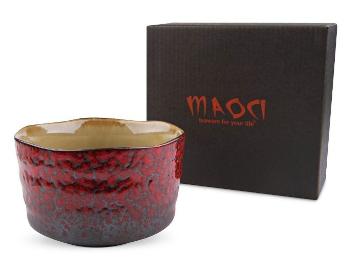 Matcha-Schale 400ml Dunkelrot Geschenkbox