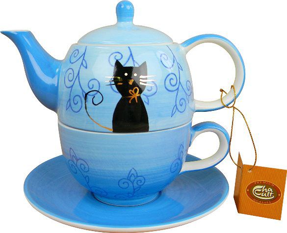 Tea for one Set "Filou" Keramik, mit Goldauflage Kanne: 0,4 l, Tasse: 0,2 l