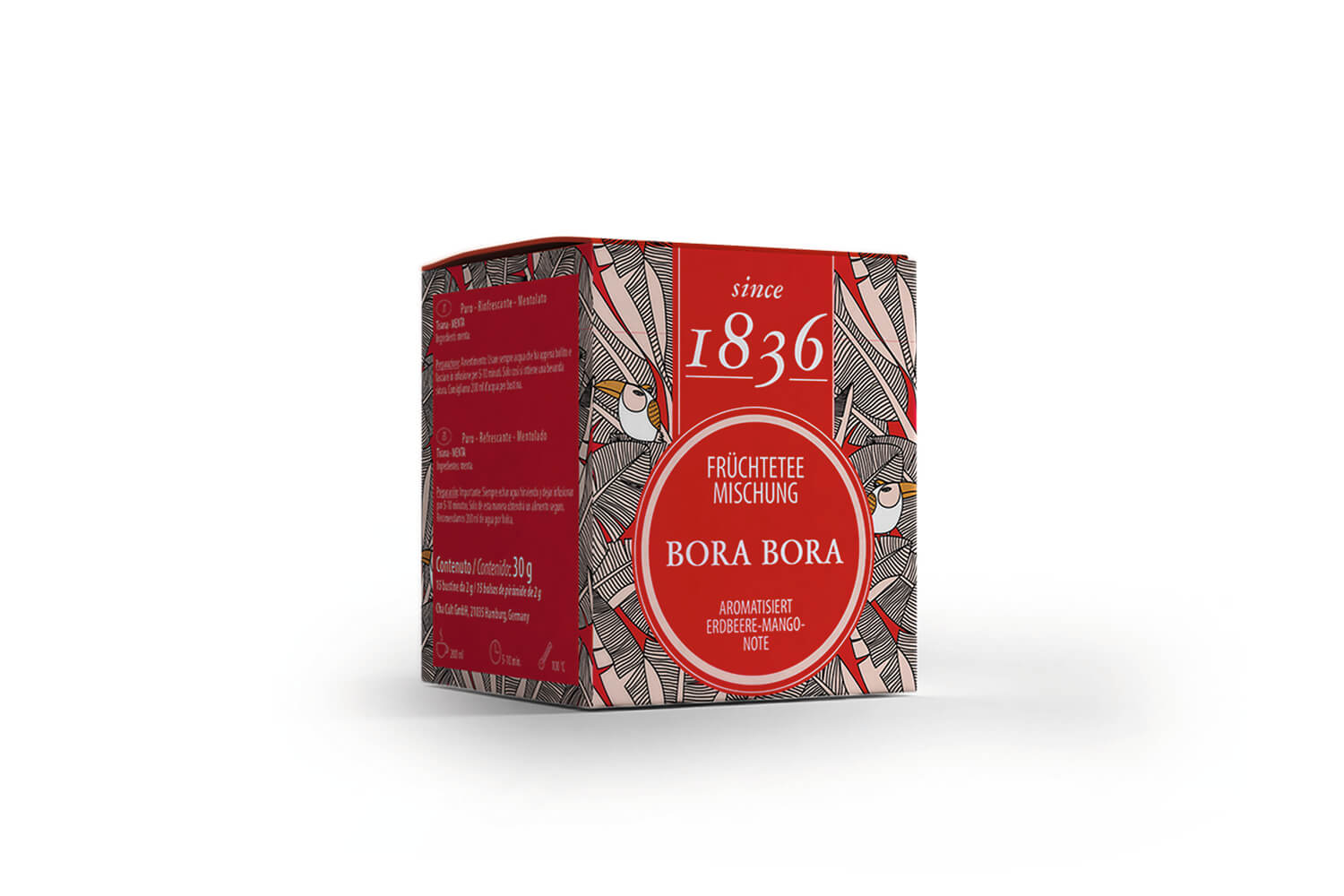 Früchtetee Bora Bora Erdbeer-Mango-Note 15 Pyramidenbeutel im Sachet à 4 g