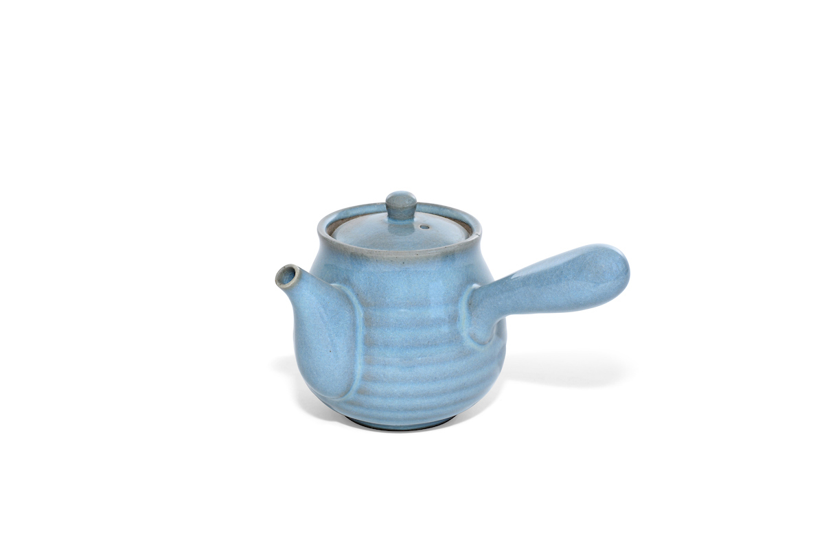 Kyusu Einhandkanne aus Porzellan blau für 250 ml 