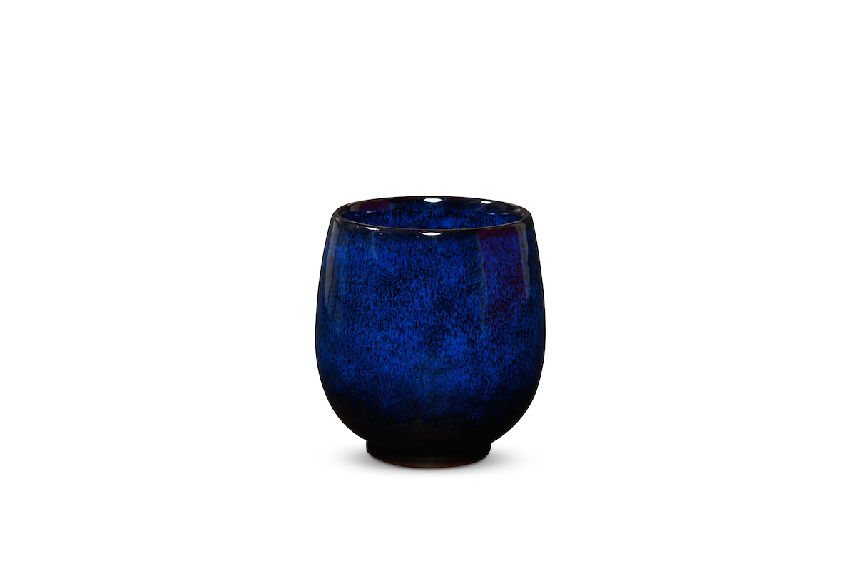 Teebecher aus Porzellan blau-schwarz 