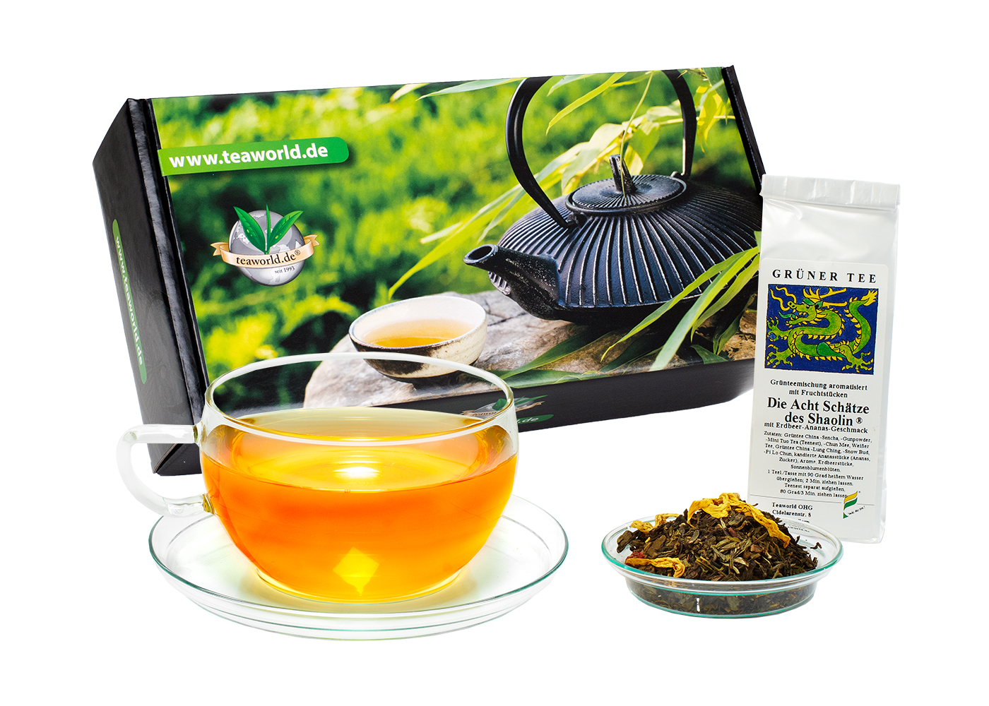 8x50g Grüner Tee aromatisiert Probierpaket