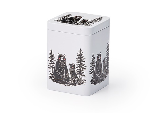 Dose WOODY eckig mit Stülpdeckel für 100 g Tee 