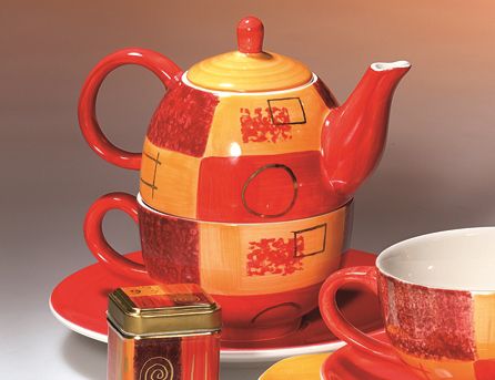 Tea for one Set "Patricia" Keramik, mit Goldauflage Kanne: 0,4 l, Tasse: 0,2 