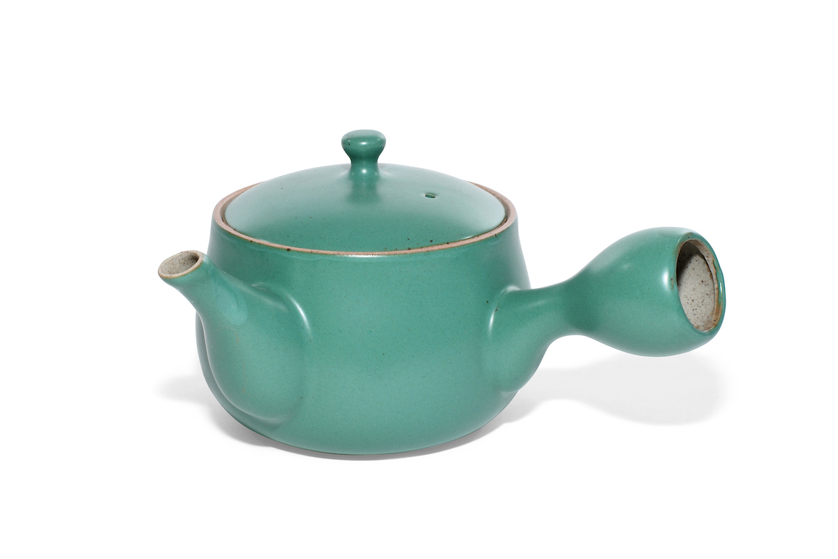 Kyusu Einhandkanne aus Porzellan grün für 0,6 Liter 