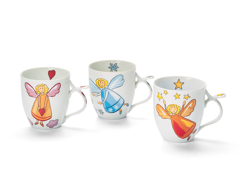 3er Set Becher "Schutzengel" Porzellan für jeweils 0,35 l